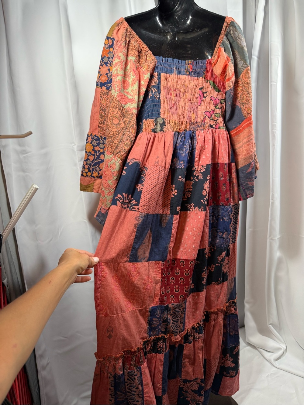 Bohemian Patchwork Maxi Dress | Cottage Core | Bohemian Comfort - Picture 6 of 15